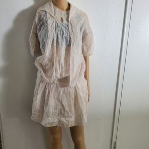 Antique 1920s Drop Waist Off White Cotton Day Dress Crochet Laces